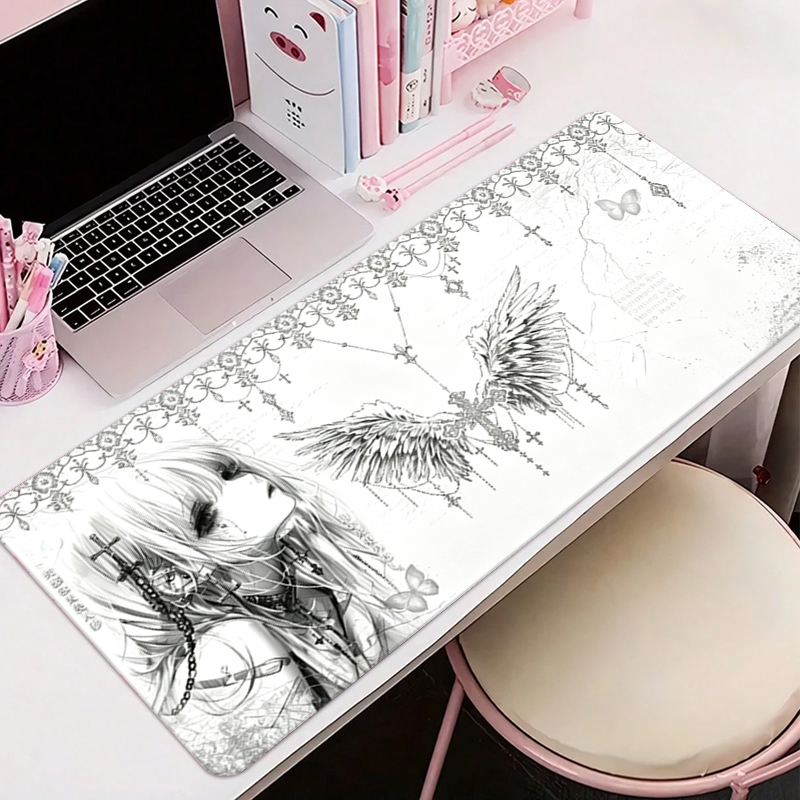Tech Accessories Desk - 가죽 마우스 패드 블랙 화이트 애니메이션