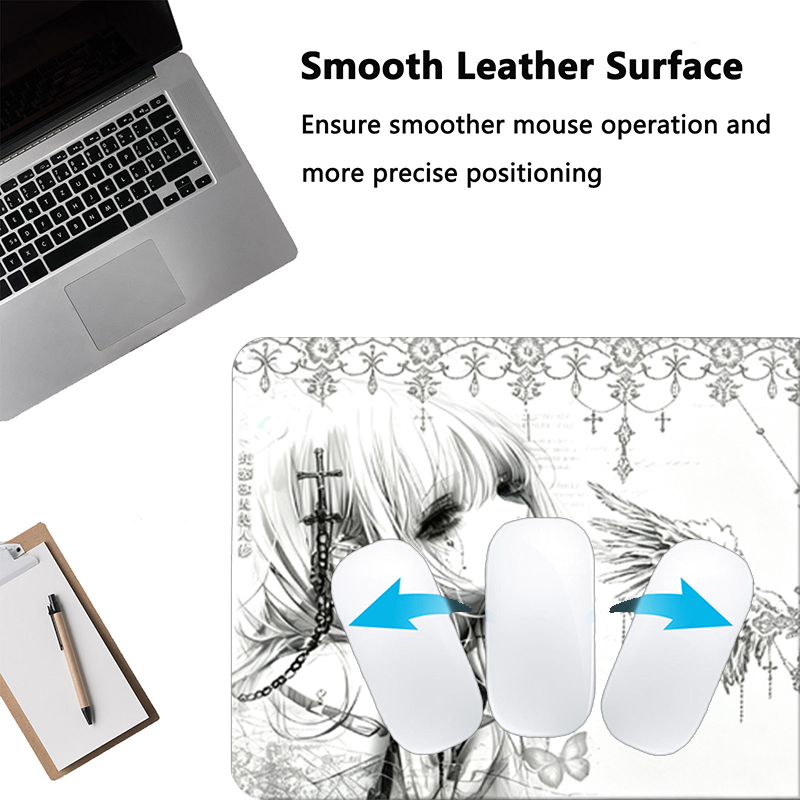 가죽 마우스 패드 블랙 화이트 애니메이션 미학 천사 소 - Tech Accessories Desk 리뷰 및 가격